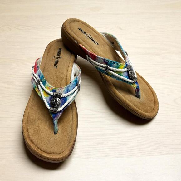 Minnetonka Multicolor Tie-Dye Sandals - Picture 1 of 8
